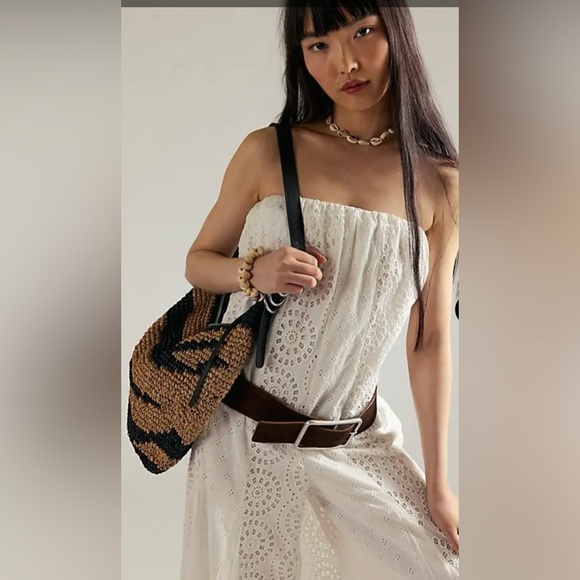 NWT Free People Midnight Cruiser One-piece White Strapless Eyelet Jumpsuit - Picture 3 of 11